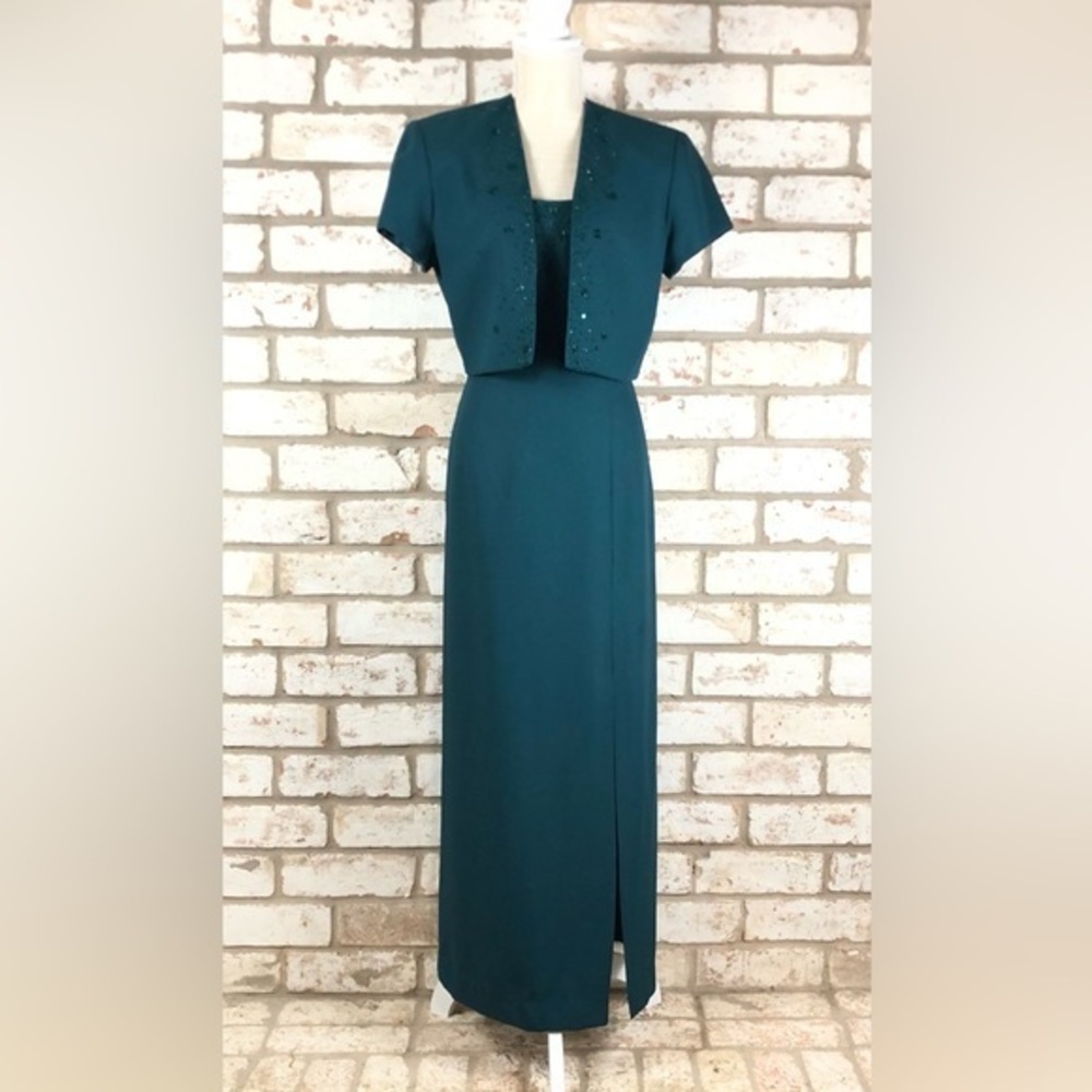 Vintage JR Nites by Caliendo Beaded Maxi Dress with Bolero